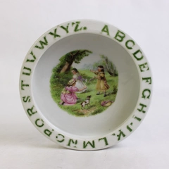 Vintage German Baby Plate Porridge Bowl Children Playing Ceramic 6.75" Diameter