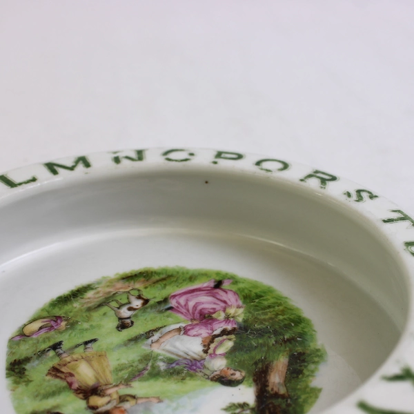 Vintage German Baby Plate Porridge Bowl Children Playing Ceramic 6.75" Diameter