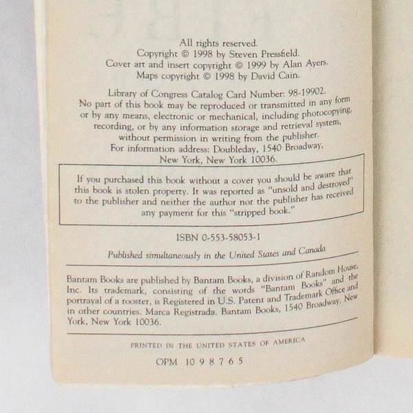 Gates of Fire by Steven Pressfield 1999 Paperback The Battle of Thermopylae