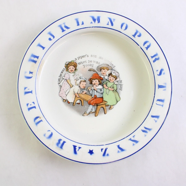 Vintage Holdfast D. E McNicol Baby Plate Porridge Bowl "Piper's Son ..." Ceramic