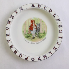 Vintage Unbranded Baby Plate Porridge Bowl "Little Red Riding-Hood" Ceramic