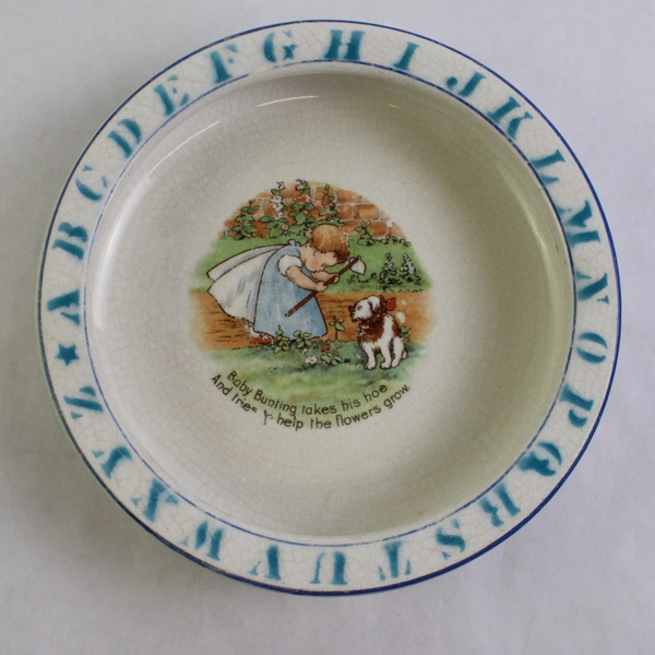 Vintage D. E McNicol Holdfast Plate Porridge Ceramic Bowl Gardening Baby