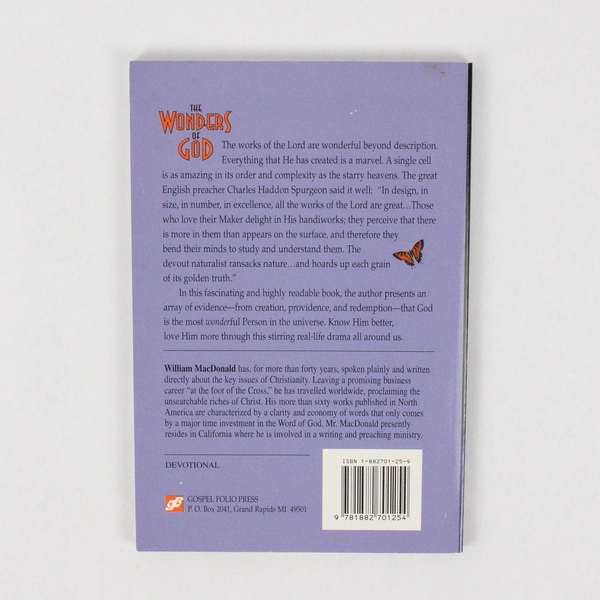 The Wonders of God by William MacDonald 1996 Paperback