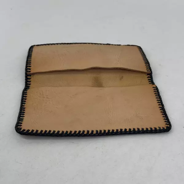 Brown Hand Tooled Leather Bi-fold Wallet Checkbook Floral Embossed Stitched