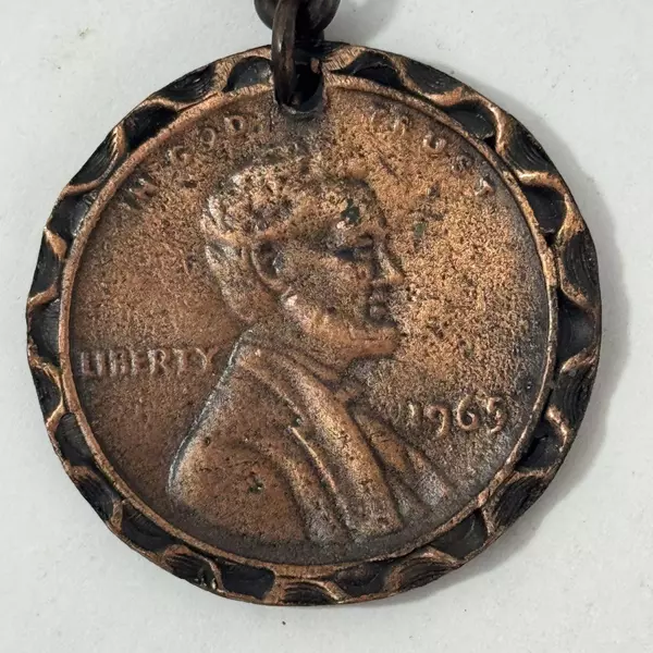 Lincoln Penny 1965 Copper Medallion Keychain Colonial Life & Accident Insurance