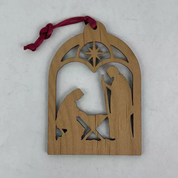 2009 Billy Graham Evangelistic Association Wooden Holy Family Christmas Ornament