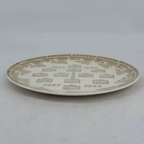 1957 MCM Calendar Plate with Gold Accents