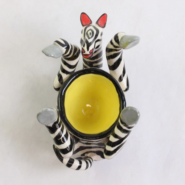 2007 Signed Ardmore Studio South Africa Pottery Zebra Egg Cup