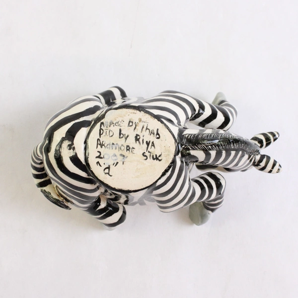 2007 Signed Ardmore Studio South Africa Pottery Zebra Egg Cup