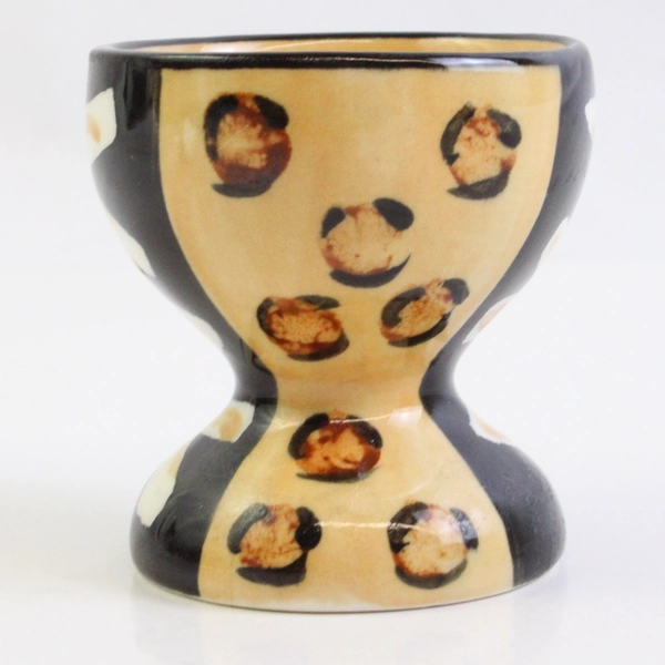 Intshiba Handmade Ceramic Egg Cup Tribal Animal Print Design
