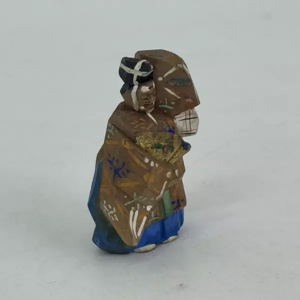 Wood Carving Takasago Doll Japanese Signed Clay Chase