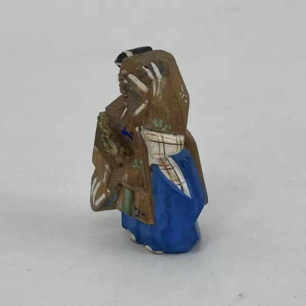 Wood Carving Takasago Doll Japanese Signed Clay Chase