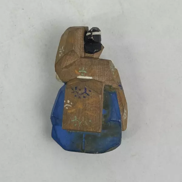 Wood Carving Takasago Doll Japanese Signed Clay Chase
