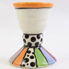 Colorful Handmade Glazed Studio Pottery Egg Cup
