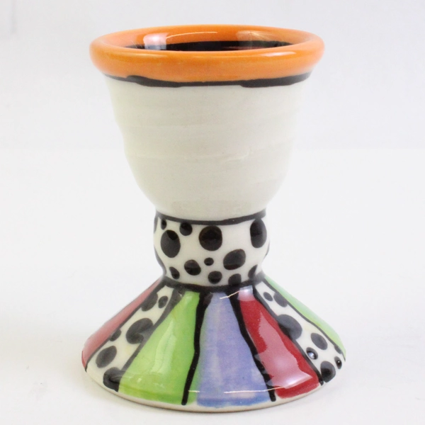 Colorful Handmade Glazed Studio Pottery Egg Cup