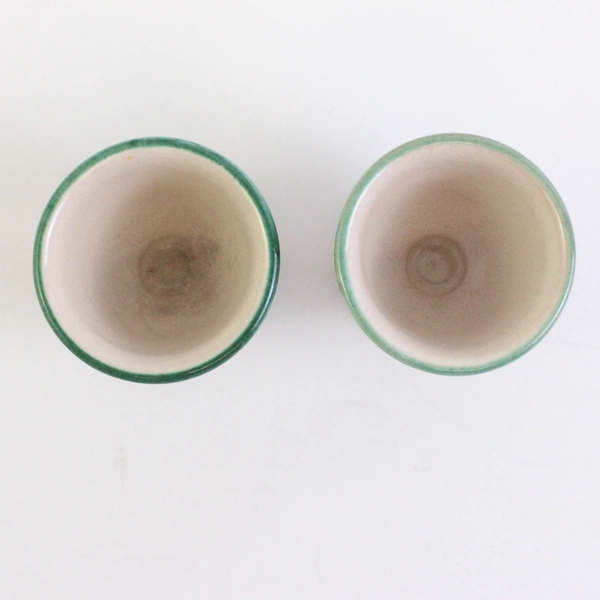 Set of 2 Geribi Deruta Hand-Painted Italian Pottery Egg Cups