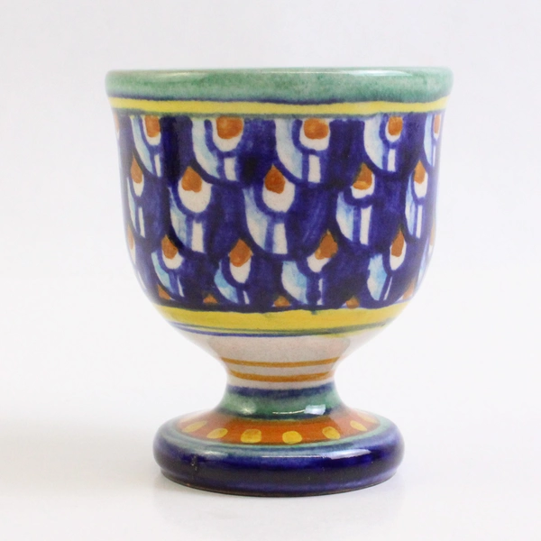 Set of 2 Geribi Deruta Hand-Painted Italian Pottery Egg Cups