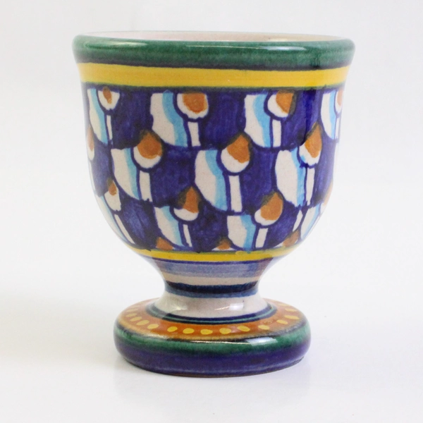 Set of 2 Geribi Deruta Hand-Painted Italian Pottery Egg Cups
