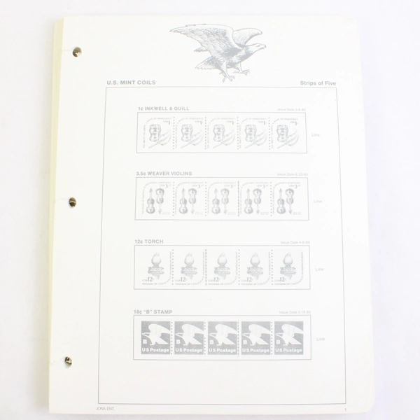 United States Mint Coils Empty 1980s Stamp Album Philately 