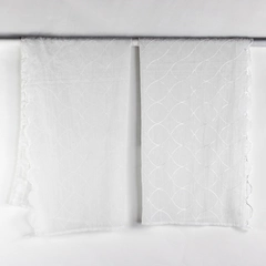 Lot Of 2 Unbranded Solid White Color Sheer Embroidered Curtains 39" x 50"