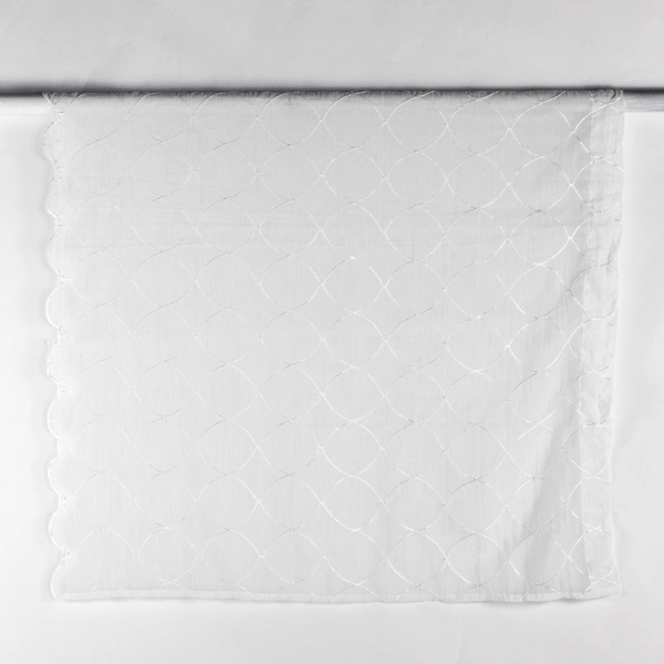 Lot Of 2 Unbranded Solid White Color Sheer Embroidered Curtains 39" x 50"