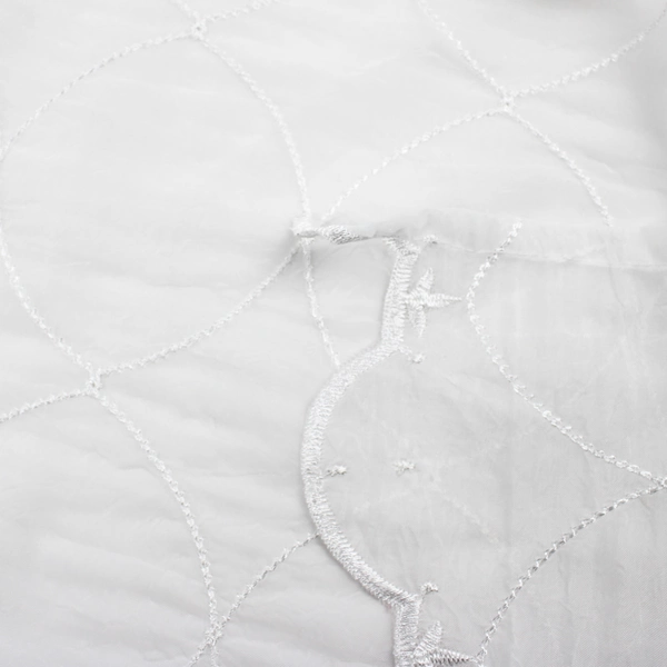 Lot Of 2 Unbranded Solid White Color Sheer Embroidered Curtains 39" x 50"