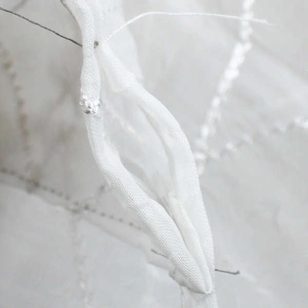 Lot Of 2 Unbranded Solid White Color Sheer Embroidered Curtains 39" x 50"