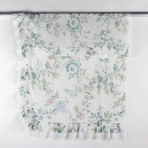 Lot Of 3 Matching Unbranded Floral Valance (88" x 19") & 2 Curtains (60" x 42")