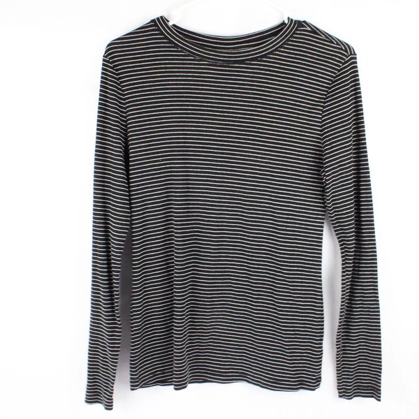 Universal Thread Black and White Striped Long-Sleeve Shirt Women's Small