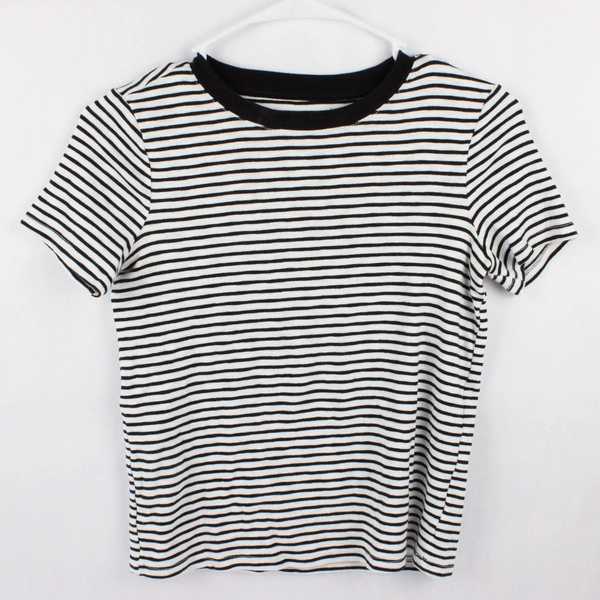 Marled Essentials Black and White Striped T-Shirt Women's Size XS