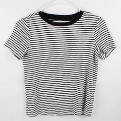 Marled Essentials Black and White Striped T-Shirt Women's Size XS