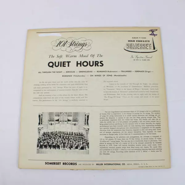 101 Strings A Night Serenade in the Quiet Hours Vinyl LP Somerset Records
