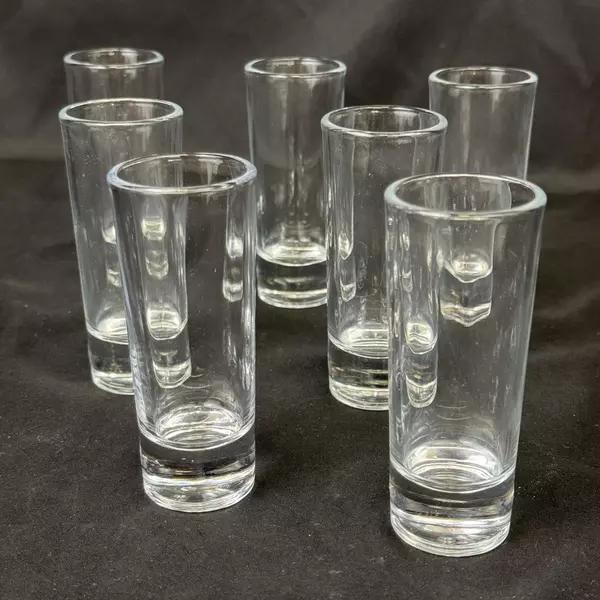 Set of 7 Clear Glass Shooters Shot Glasses 4 Inch