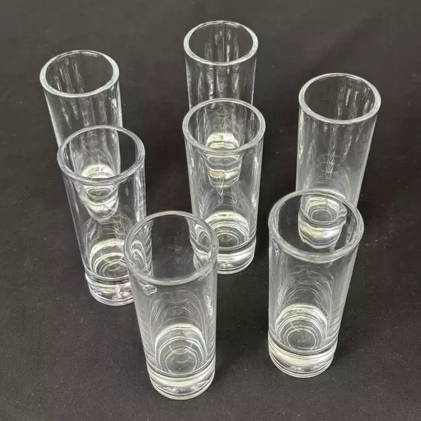 Set of 7 Clear Glass Shooters Shot Glasses 4 Inch