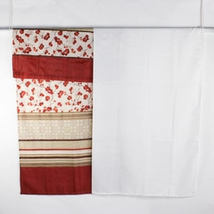 Lot Of 2 Mainstays Red Floral Fabric Shower Curtain & Fabric White Shower Liner