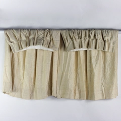 Set Of 2 Matching Unbranded Cream White Lined Fabric Curtains 42" x 44"