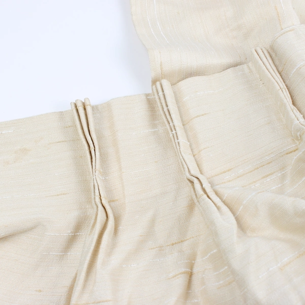 Set Of 2 Matching Unbranded Cream White Lined Fabric Curtains 42" x 44"