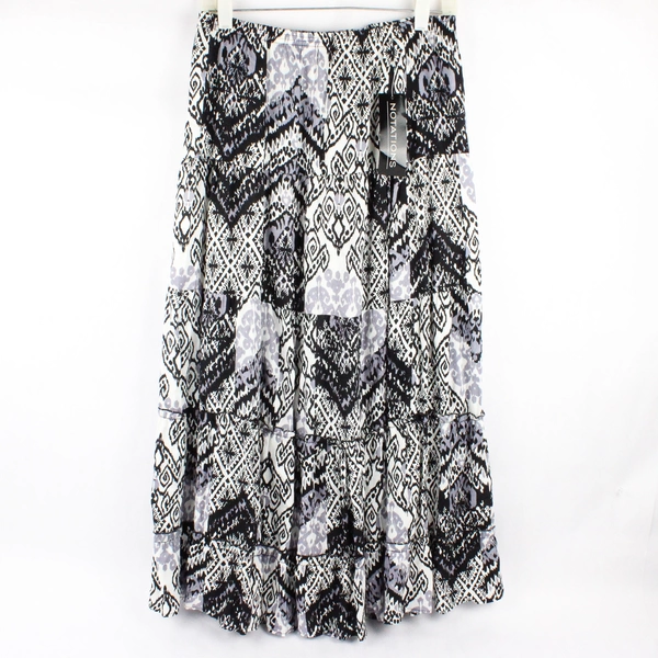 NWT Notations Zoane Colorway Gray and Black Flare Midi Skirt Women's Size Small