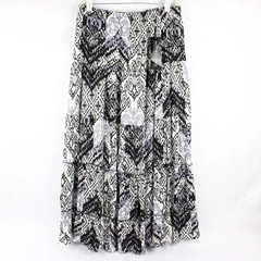 NWT Notations Zoane Colorway Gray and Black Flare Midi Skirt Women's Size Small
