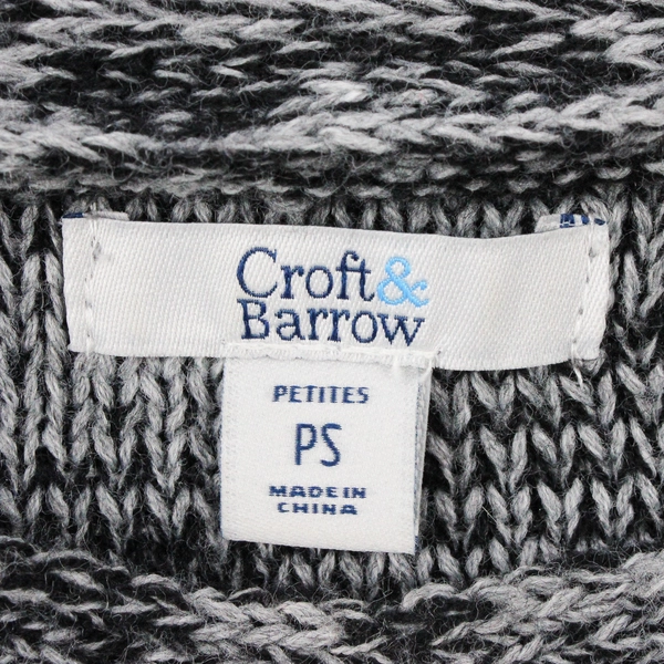 Croft & Barrow Black and Gray Acrylic Knit Sweater Women's Size PS