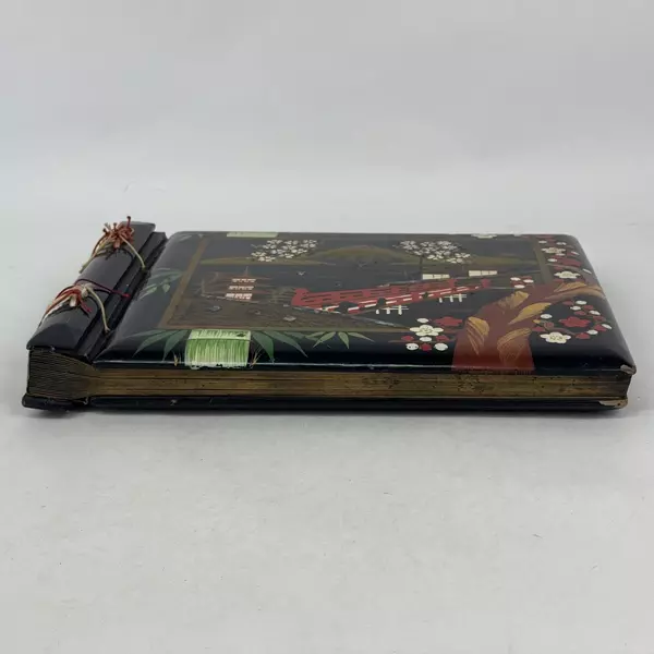 Vtg Hand Painted Japanese Lacquer Cover Photograph Album Landscape Scene