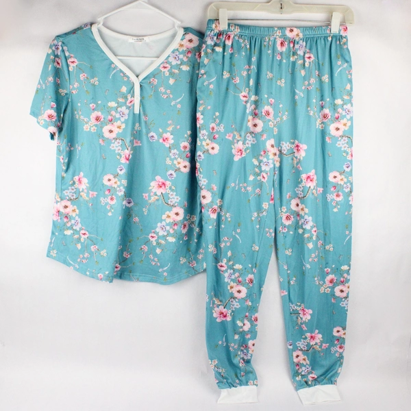 2 Piece Ekouaer Pajama Top and Bottom Set Floral Print Women's Small