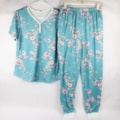 2 Piece Ekouaer Pajama Top and Bottom Set Floral Print Women's Small