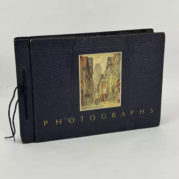 Vtg Cardboard Cover Photograph Album W/ Photograph Mounting Corners On The Pages
