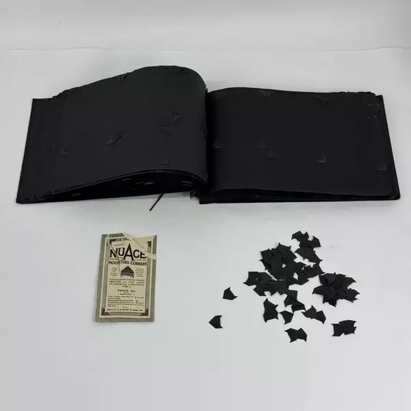 Vtg Cardboard Cover Photograph Album W/ Photograph Mounting Corners On The Pages