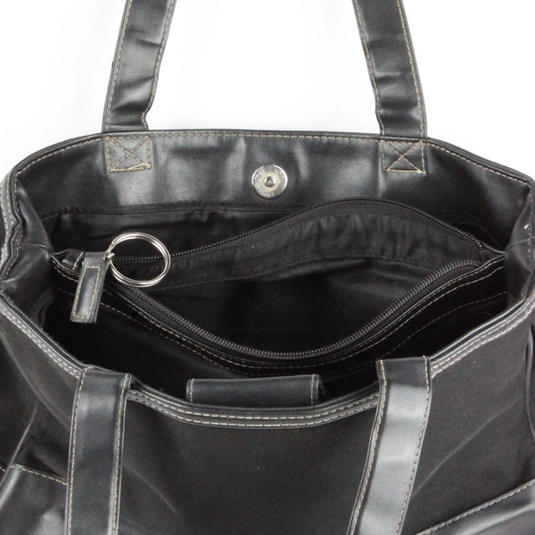 Faded Glory Satchel Handbag Black Faux Leather Y2K Gold Hardware