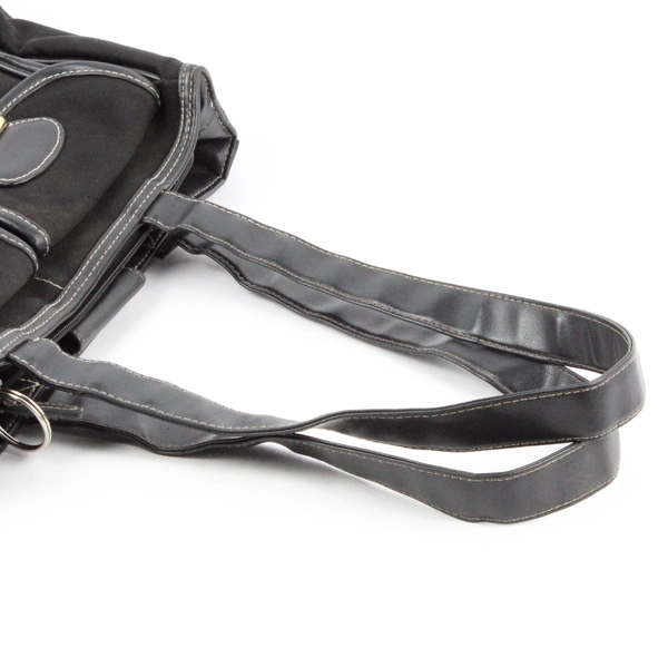 Faded Glory Satchel Handbag Black Faux Leather Y2K Gold Hardware