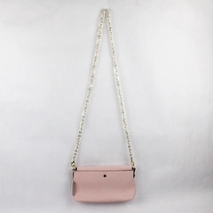 Yishun Accessories Clutch Bag Solid Pink Color Faux Leather Gold Hardware Flawed
