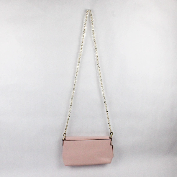 Yishun Accessories Clutch Bag Solid Pink Color Faux Leather Gold Hardware Flawed