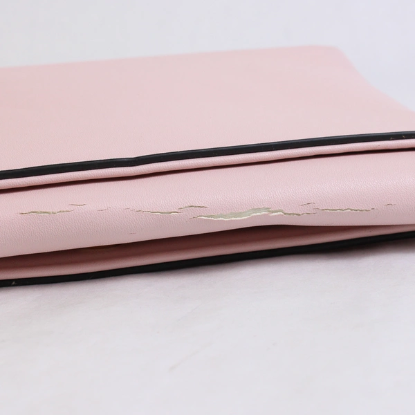 Yishun Accessories Clutch Bag Solid Pink Color Faux Leather Gold Hardware Flawed